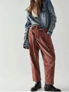 Free People People Bay To Breakers Soft Corduroy Pants Rosey Copper Brown